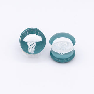 Glass jellyfish plugs with white jelly 1/2 (13mm) L. Aqua DF