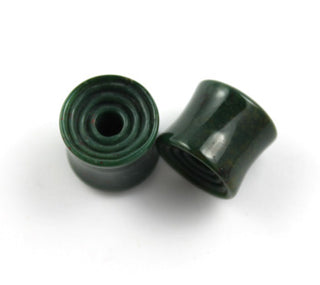 Bloodstone plugs with carved concentric circles, 9/16" (14mm)