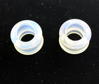 Hollow stone saddle flare plugs/eyelets in opalite, 3/4" (19mm)