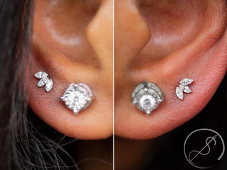 Mini marquise threadless end fan in rose gold