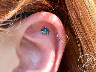 Oceane with smokey quartz in rose gold, threaded for 14g