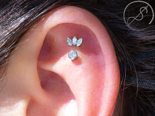 Mini marquise threadless end fan in rose gold