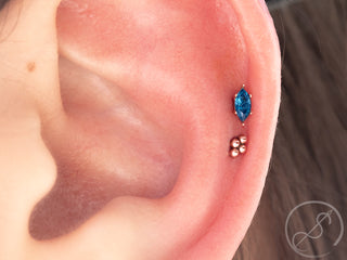 4-ball diamond threadless end in 14k white gold