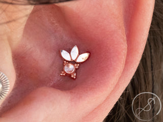 Flat marquise fan threadless end white gold
