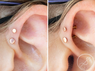 Disk threadless end in rose gold, 2-3mm