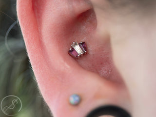 Oceane with smokey quartz in rose gold, threaded for 14g