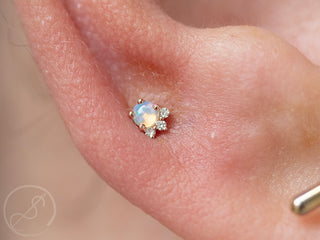 Leia threadless end with turquoise and diamond accents in white gold