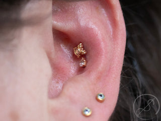 Ego threadless end with CZ gem and beaded accents in white gold