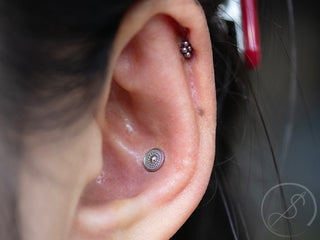 Golden Hour beaded disk in rose gold