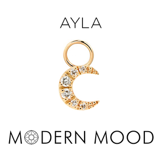 Ayla moon charm with gen diamonds rose gold
