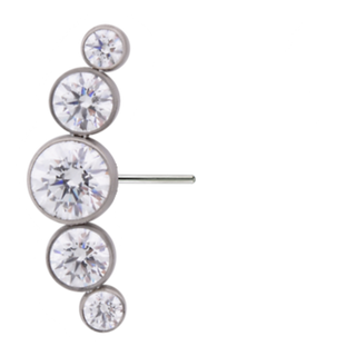 Bijoux 5 gem side-set arc cluster, threadless
