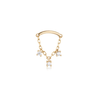 Celeste threadless hidden helix dangle end with CZ in yellow gold