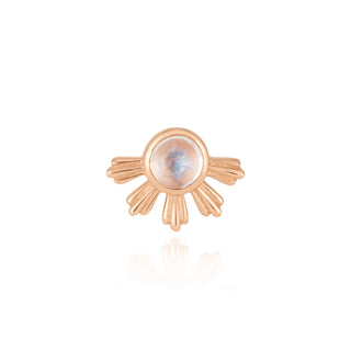Eclipse threadless sun end with rose cut moonstone in rose gold