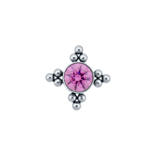 Haute Couture cluster with 3mm CZ and quad bead accent in titanium, threadless