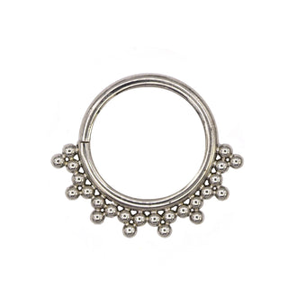 Haute Couture seam ring with beads in titanium, 16g