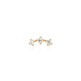Itsy threadless arc cluster with CZ gems in yellow gold