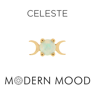 Celeste moon cluster with gen opal in rose gold