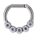 Bezel set 5 gem septum clicker in titanium, 16g