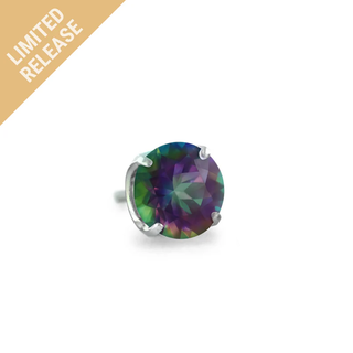 Prong set mystic topaz gem in titanium, 3mm