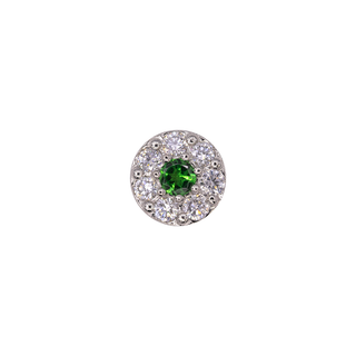 Altura in platinum with tsavorite and diamonds, 6.5mm, threaded for 16g