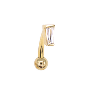 Curve with fixed graduated baguette CZ in yellow gold, 16g 5/16”