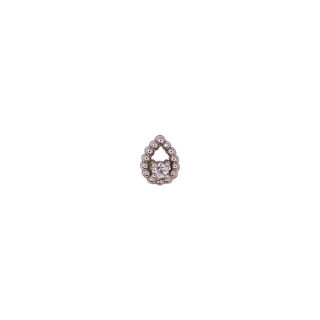 Beaded pear threadless end with CZ in white gold