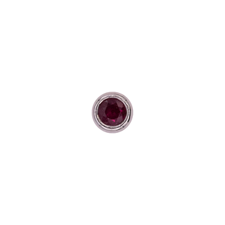 Bezel ruby threadless end in platinum,  2.5mm