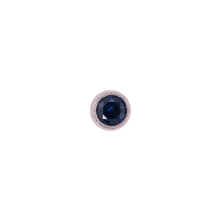 Bezel blue sapphire threadless end in platinum,  2.5mm