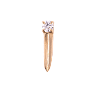 Blade threadless end with CZ in yellow gold