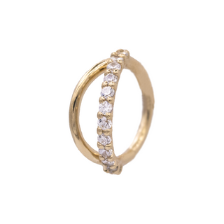 BOGO Bling clicker with CZ gems in yellow gold, 18g 5/16"