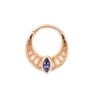 Claudia snap ring with iolite in 14k rose gold, 16g, 3/8”