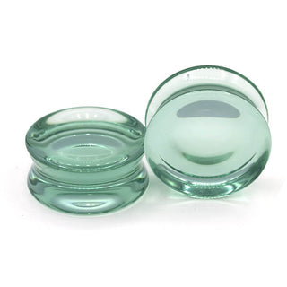 Concave stone plugs in green, 1-1/8" (28mm)
