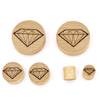 Diamond plug in curly maple wood, 1" (26mm)