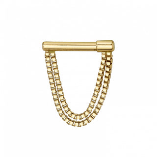 Dire Straights ring with 2 lengths of box chain in 14k yellow gold, 16g 5/16"
