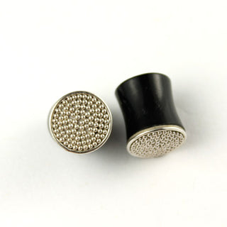 Horn plugs with silver dot inlay, 00g (9mm), pair