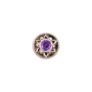 Limited edition threadless gem flower with amethyst in white gold