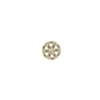 Flower of Life in yellow gold, 6mm, threaded for 14g