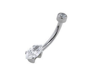 Navel curve with marquise-cut bottom and matching top in titanium, 12g
