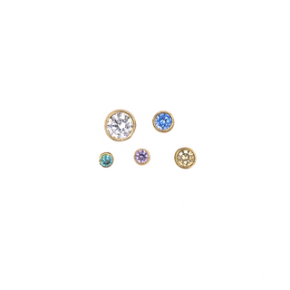 Bezel-set faceted threadless gem end in 18k rose gold, 1.5-3mm sizes, special order colors