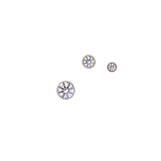 Bezel-set faceted threadless CZ gem end in white gold, 1.5-3mm sizes
