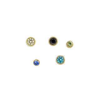 Bezel-set faceted threadless gem end in yellow gold, 1.5-3mm, special order colors