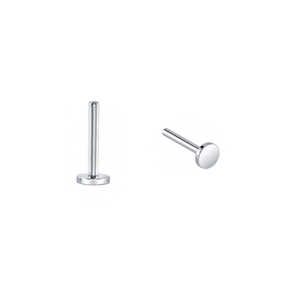 Threadless flat-back post in 14k white gold w/ 3.2mm disk, 18g