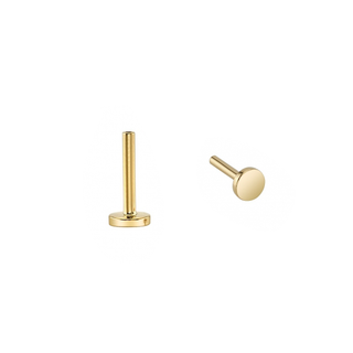 Threadless flat-back post in 14k yellow gold w/ 4mm disk, 16g