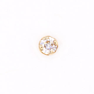 Prong-set genuine diamond threadless end in yellow gold