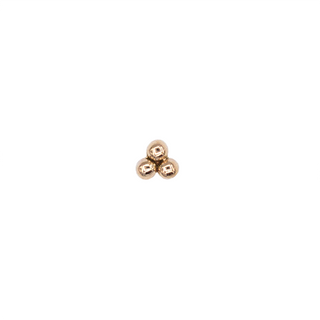 3-ball triangle threadless end in 14k rose gold, small/2mm