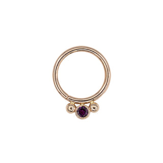 Oberon seam ring with rhodolite, 14k rose gold, 16g 3/8”