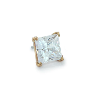 Princess gem threadless end in rose gold with White CZ, 4mm