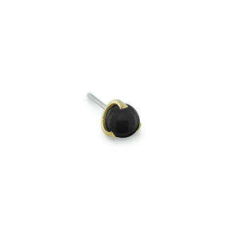 Onyx sphere threadless end in 18k yellow gold, 3mm