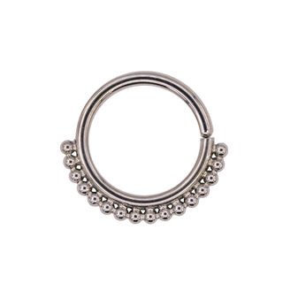 Haute Couture seam ring with single row of beads in titanium, 16g