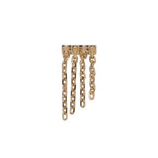 Imogen threadless quadruple chain dangle in yellow gold, left